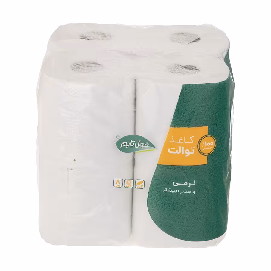 دستمال توالت فول تایم رولی بسته 8 عددی (کارتن 6 تایی)
