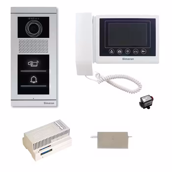 مجموعه دربازکن تصویری سیماران مدل 43TKM-VFBT1 یک طبقه به همراه محافظ ولتاژ مانیتور | چاوه