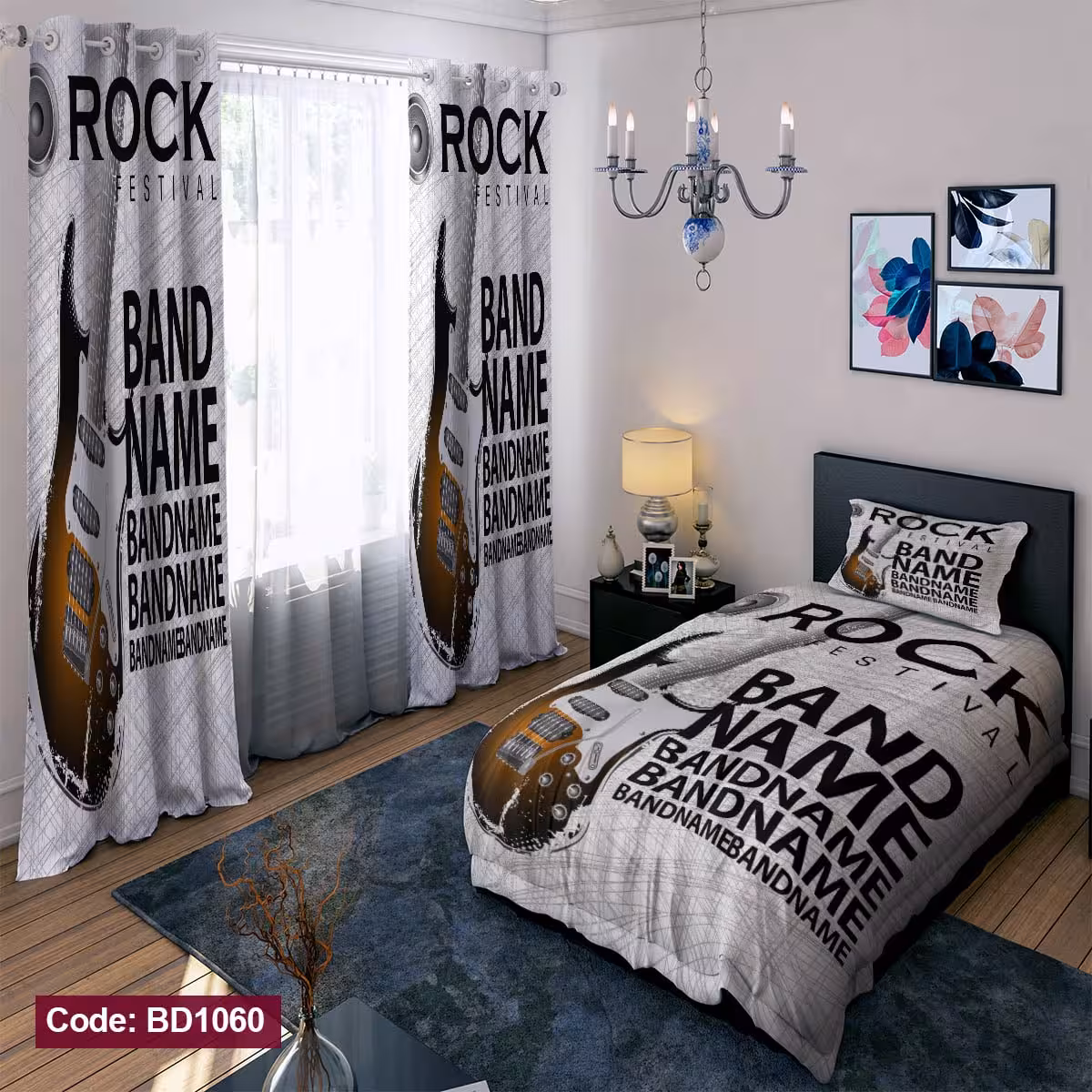 پرده پانچی مخمل چاپی پسرانه کد 1060