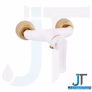 شیر توالت اهرمی سفید طلایی آریانا (مدل کارون)