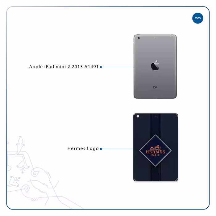 برچسب پوششی ماهوت مدل Hermes-Logo مناسب برای تبلت اپل iPad mini 2 2013 A1491
