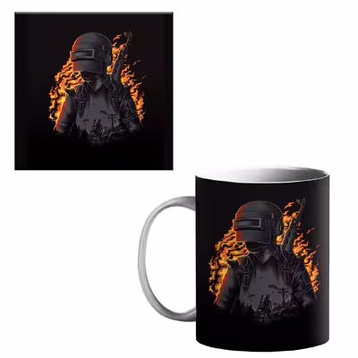 ماگ طرح پابجی کد 600 به همراه زیر لیوانی