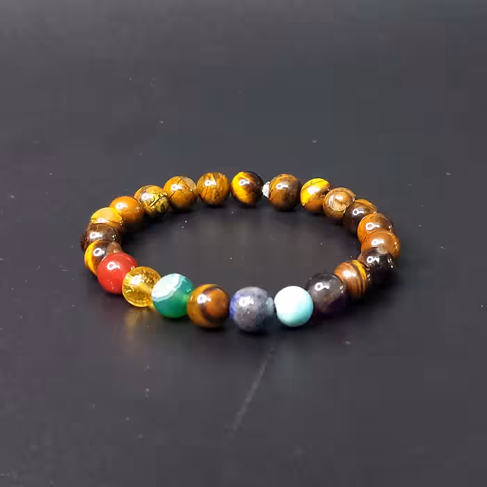 دستبند ناماسته  مدل هفت چاکرا و چشم ببر53