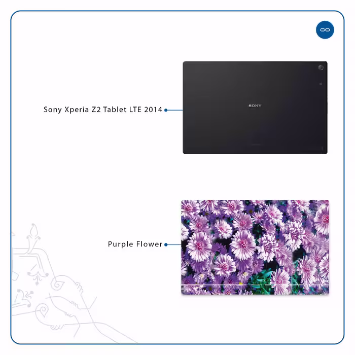 برچسب پوششی ماهوت مدل Purple-Flower مناسب برای تبلت سونی Xperia Z2 Tablet LTE 2014