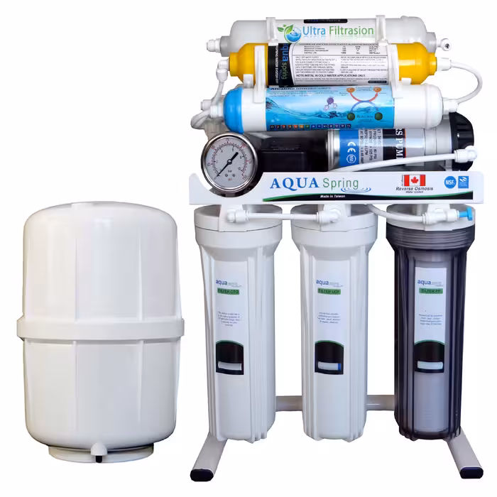 دستگاه تصفیه کننده آب آکوآ اسپرینگ مدل NF8500 کد 03 به همراه فیلتر تصفیه آب مجموعه 3 عددی