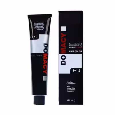 رنگ مو دوماسی شماره 8.1 حجم 120 میلی لیتر رنگ بلوند دودی روشن به همراه اکسیدان کد 02 نه درصدی حجم 180 میلی لیتر