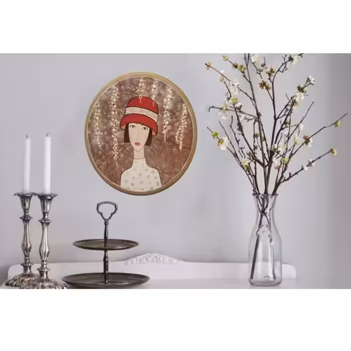 بشقاب دیوارکوب سفالی طرح بانو 