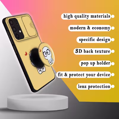 کاور لاین کینگ مدل YELLOWIMOJI J2 مناسب برای گوشی موبایل سامسونگ Galaxy A32 4G به همراه پایه نگهدارنده