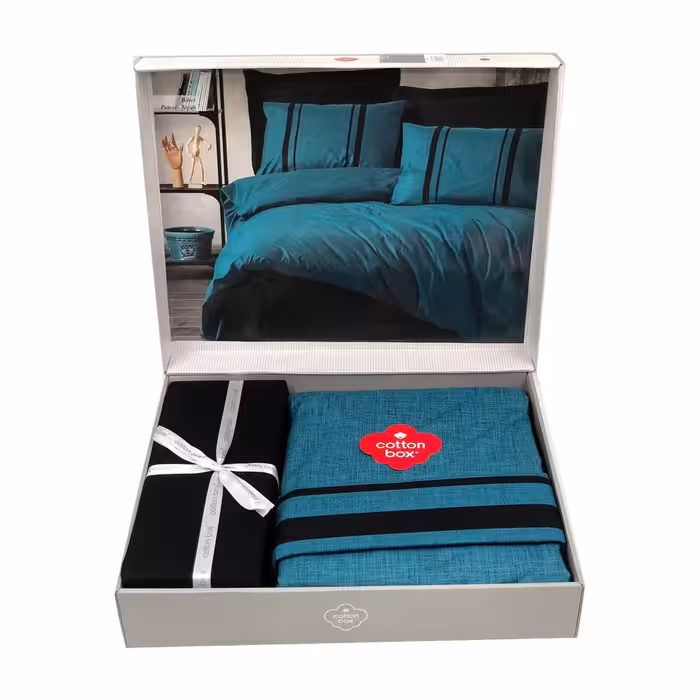 سرویس ملحفه کاتن باکس مدل Plain Bitter Antrasit-Siyah دو نفره 4 تکه