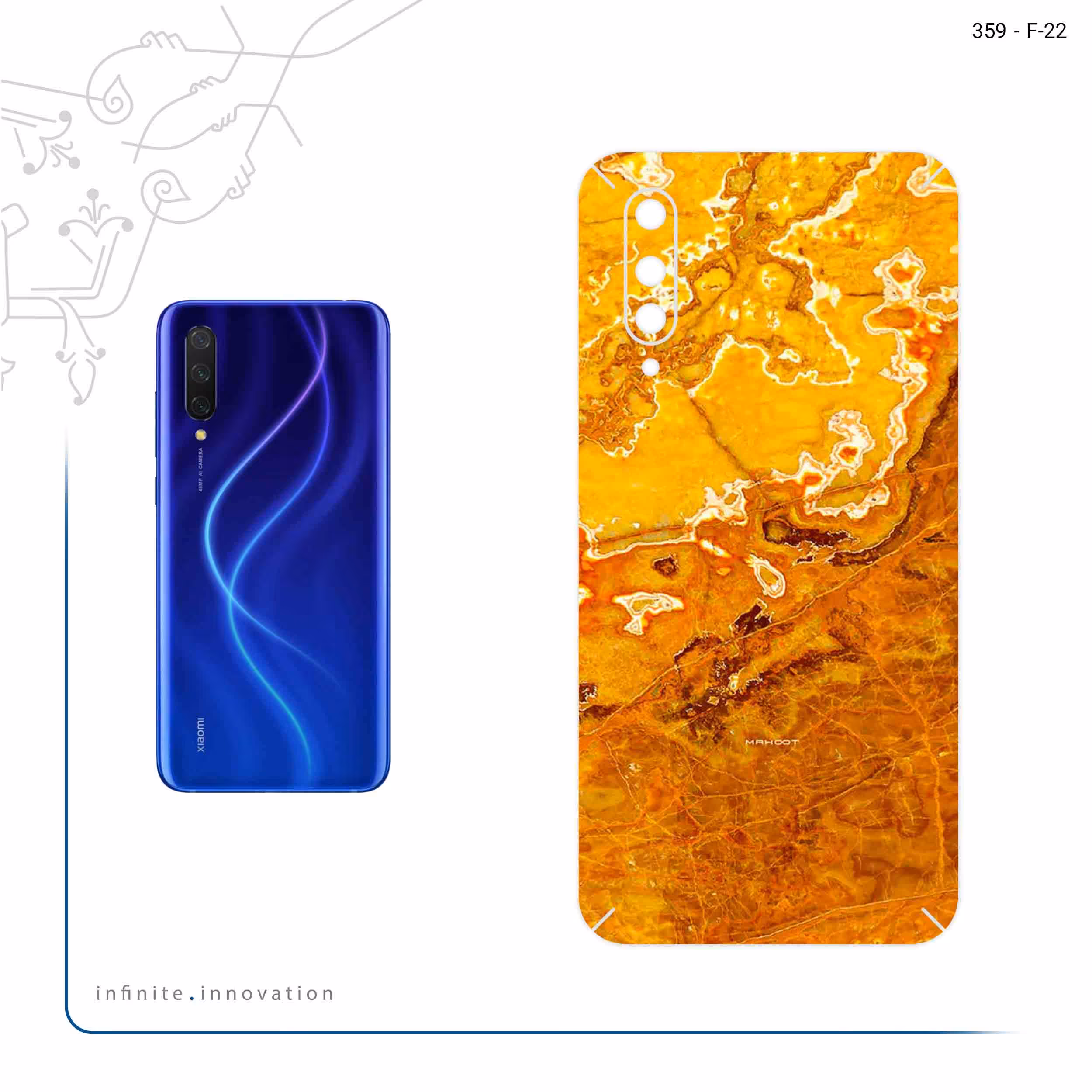 برچسب پوششی ماهوت مدل Gold Marble مناسب برای گوشی موبایل شیائومی MI 9 Lite