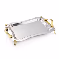 سینی مستطیل متوسط دالبر دسته طلایی Waveساده پایه دار ریور کد BG7237