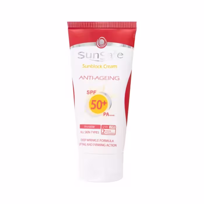 کرم ضد آفتاب ضد چروک SPF50 بدون رنگ سان سیف