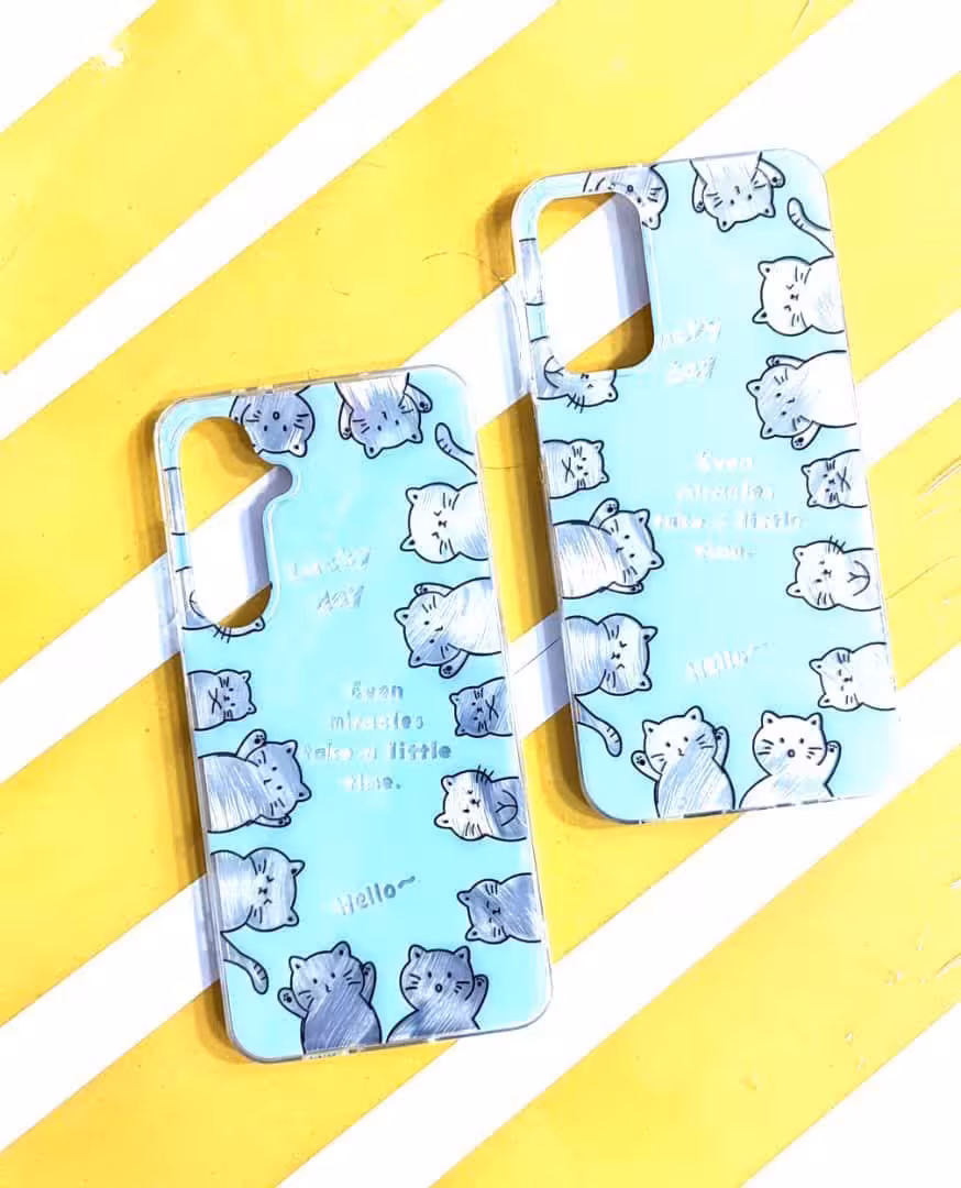 قاب عروسکی دخترانه IMD طرح گربه سامسونگ S24 feIMD cat design girly case for Samsung s24 fe