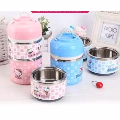 ظرف غذا 2 طبقه طرح دار