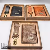 ست جاکارتی و جاکلیدی چرم طبیعی مونت بلانک مدل کروکدیلی | 3 رنگ پرطرفدار 14040194