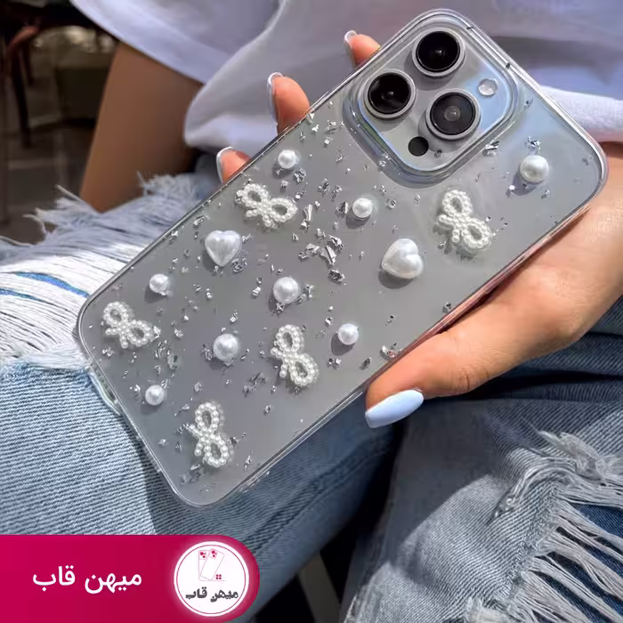 قاب گوشی سامسونگ پاپیون مرواریدی برجسته - کد (46698)