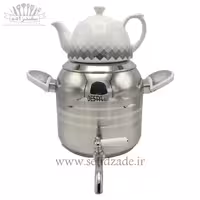 کتری و قوری استیل دستی لوکس دسته سفید 5 لیتری