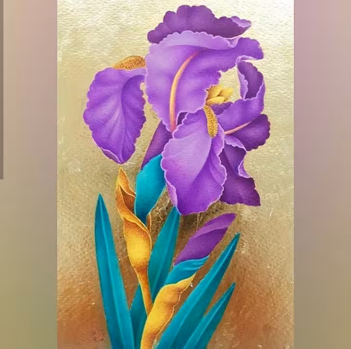 تابلو نقاشی نگارگری گل و مرغ کد 101267