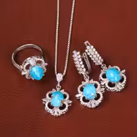 نیم ست فیروزه زنانه کد 30266 - جواهری مشاهیر