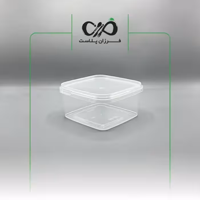 ظرف یکبار مصرف مایکروویوی 650CC مربع پولاد پویش با درب (260عددی)