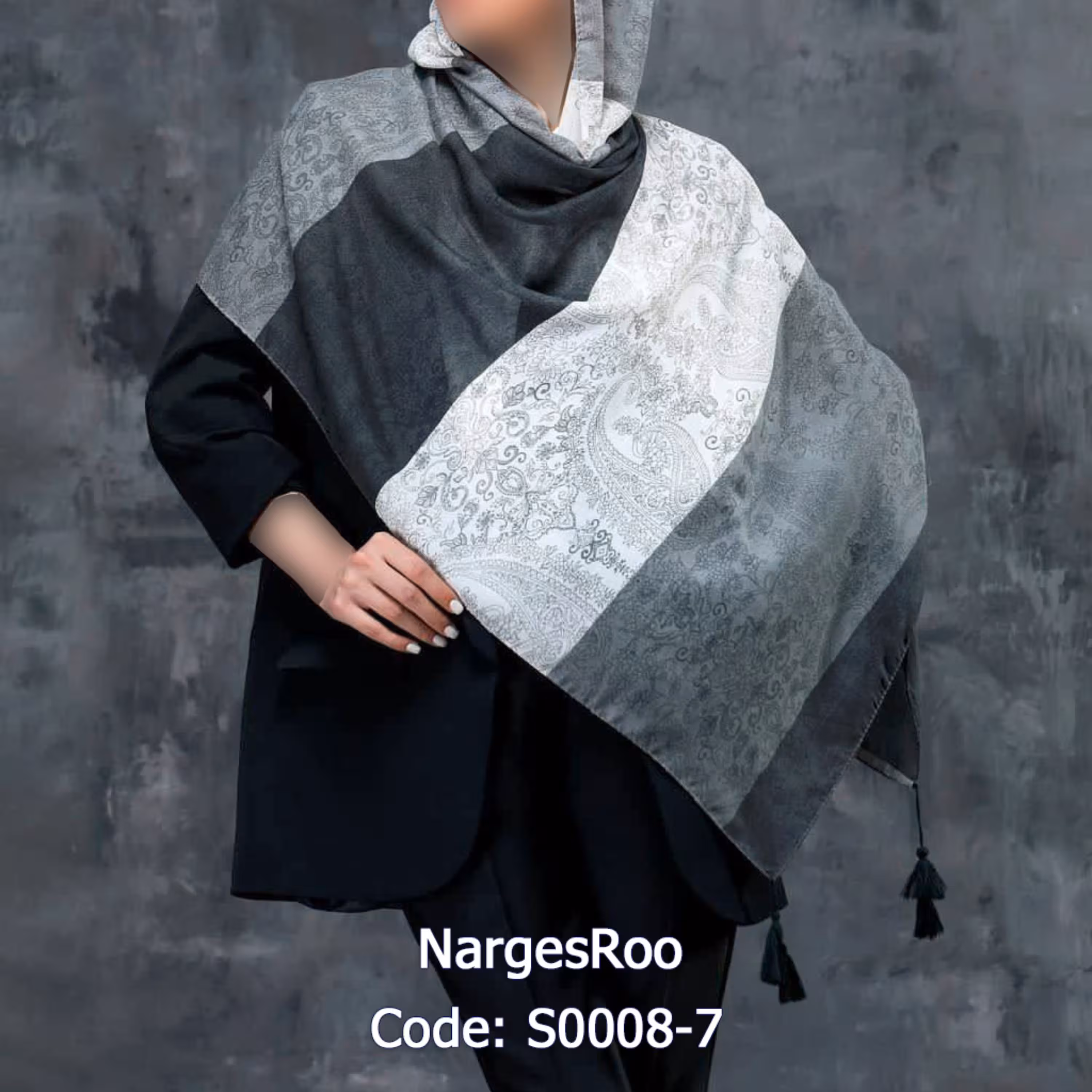 شال نخی منگوله دار - چهار فصل - دور دوخت - S0008-7
