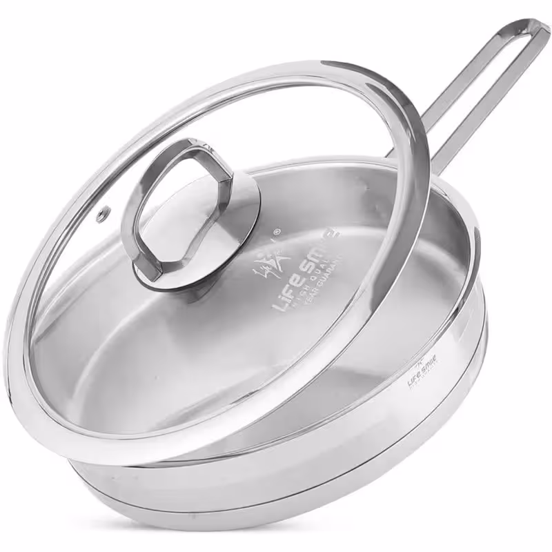 ماهیتابه تک دسته استیل لایف اسمایل مدلLIFEP12FRY – 24SILVR