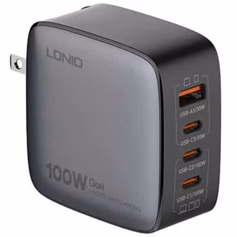 شارژر دیواری الدینیو Ldnio Q408 GaN توان 100 وات همراه با کابل