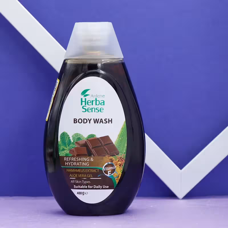 عمده فروشی شامپو بدن طراوت بخش پوست شکلاتی آردن هرباسنس Ardene Herbasense حجم 400 میل 92423