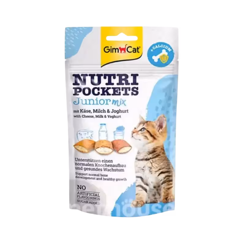 تشویقی بچه گربه مدل Nutri Pockets Junior میکس برند Gim Cat جیم کت 60 گرمی