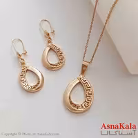 نیم ست زنانه ژوپینگ شامل گوشواره و گردنبند رنگ طلایی کد NIM141034W