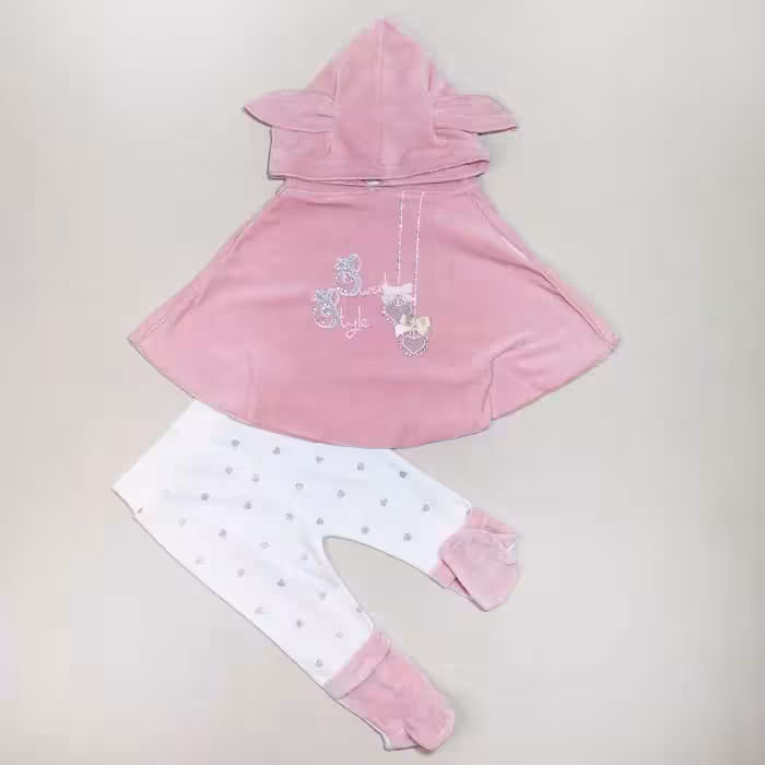 ست شنل و شلوار نوزاد طرح سوییت استایل گلبهی