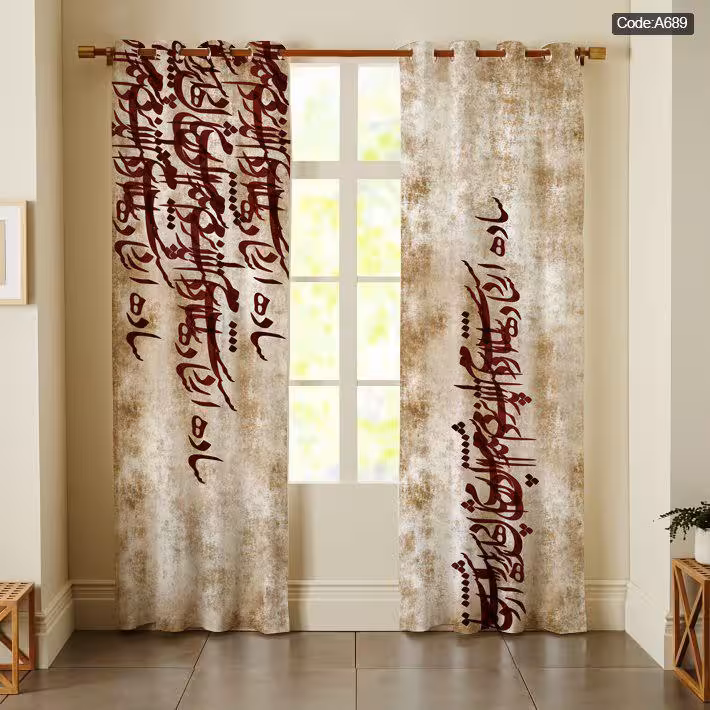 پرده تصویری کد A689   یک پنل حریر پانچی رایگان