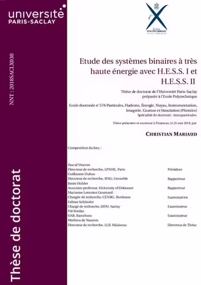 خرید و دانلود نسخه کامل کتاب Étude des systèmes binaires à très haute énergie avec H.E.S.S. I et H.E.S.S. II