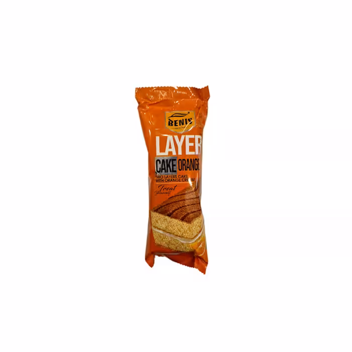 کیک اسفنجی دولایه طعم پرتقال بنیس 50گرم