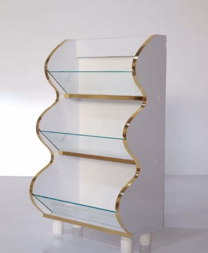 استند حبوبات و خشکبار آبشاری 3 طبقه نوار لبه طلایی MDF