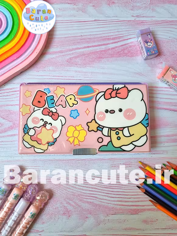 جامدادی کتابی مگنتی بزرگ دو طرفه طرح تدی پاپیونی