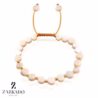 دستبند سنگ صدف طرح دایره کوچک با گوی البرنادو طلا