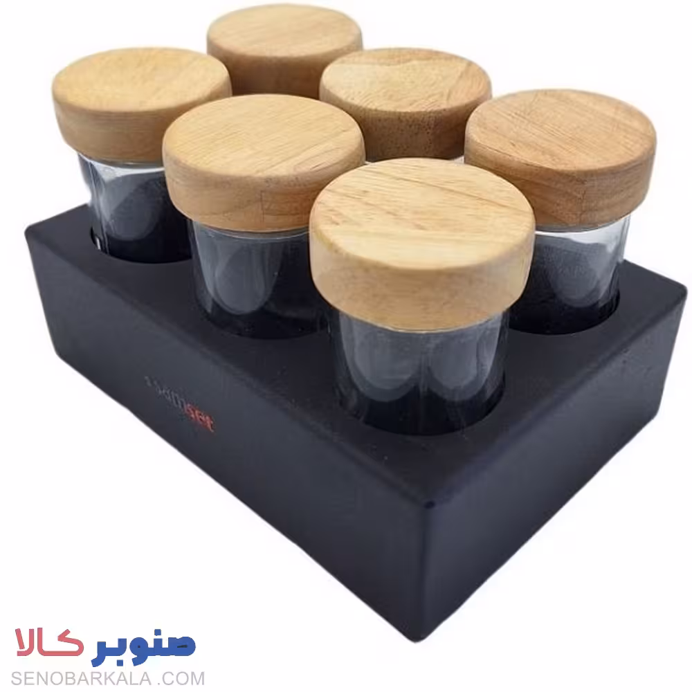جای ادویه 6 پارچه سام ست مدل پایه فلزی کد 0064 - صنوبرکالا
