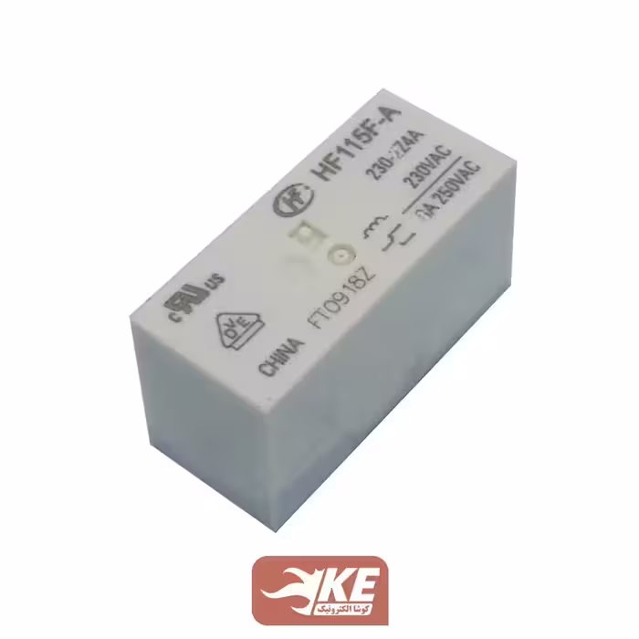 رله کتابی 220VAC تک کنتاکت 12 آمپر هونگفا HF115F-A/230-1Z