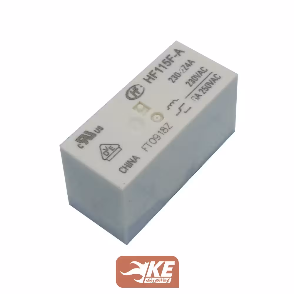 رله کتابی 220VAC تک کنتاکت 12 آمپر هونگفا HF115F-A/230-1Z