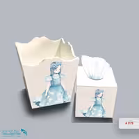 ست سطل و جا دستمال چوبی کودک طرح ملکه پروانه کد A3179