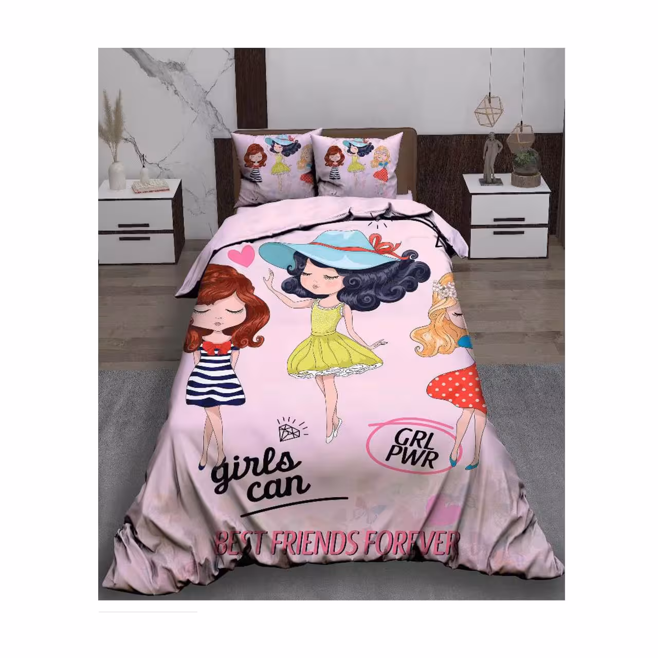 سرویس روتختی یک نفره کارینا مدل سه بعدی 5 تکه کد 1050