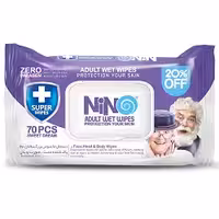 دستمال مرطوب مخصوص بزرگسالان نینو NINO بسته 70 عددی