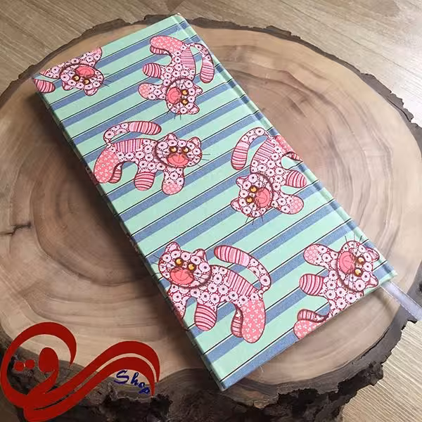دفتر طرح پالتویی طرح گربه صورتی Fabric Handmade Notebook
