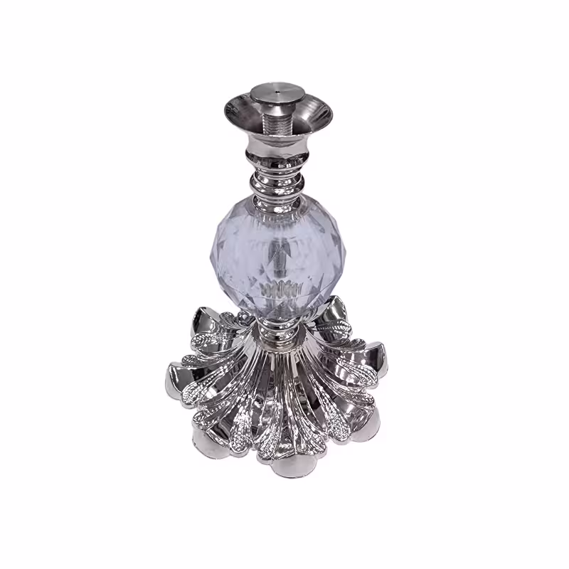 پایه زنبق کریستال درشت ارتفاع 13 قطر 10 سانت نقره ای