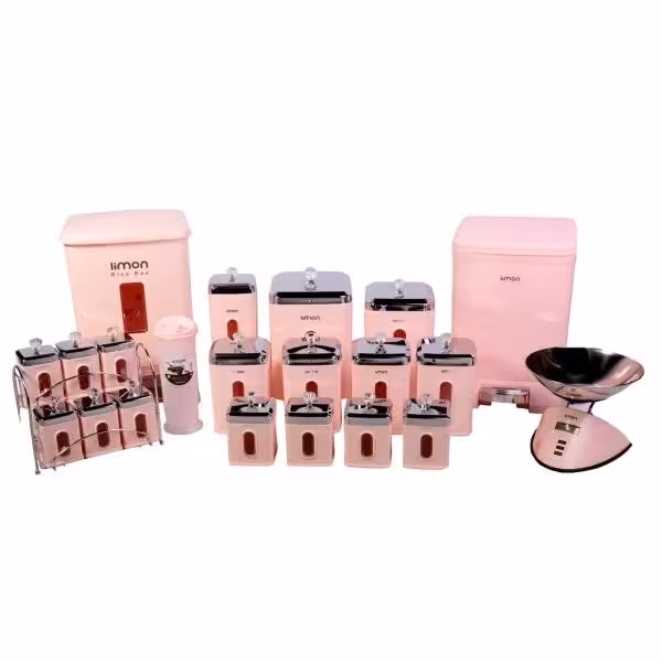 سرویس آشپزخانه چهارگوش لیمون22پارچه درب شفاف