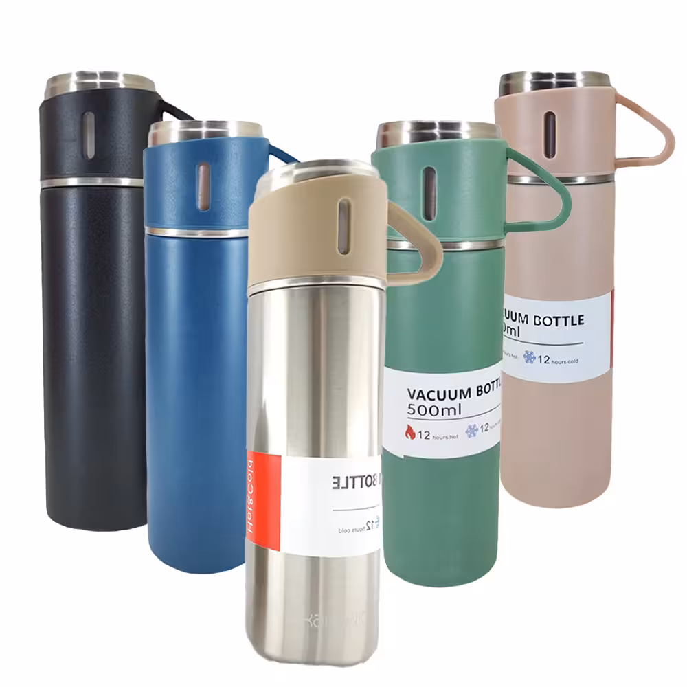 فلاسک مدل 3 کاپ VACUUM گنجایش 0.5 لیتر به همراه لیوان مجموعه 3 عددی