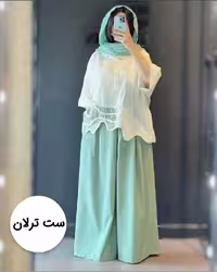 شومیز و شلوار ست مدل ترلان، جنس لنین، سایزبندی 38 تا 48
