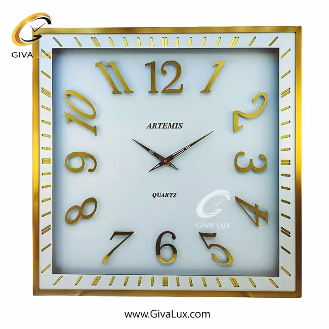 ساعت دیواری اورجینال آرتمیس آلیاژ فلزی طلایی| کد رفرنس 90020، مدل: 2038GoldWhite