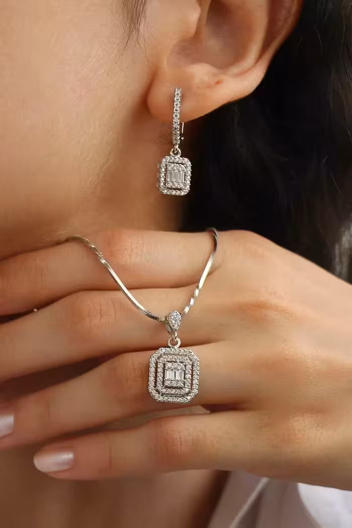 نیمست امرالدکات نقره جواهری کد 00481